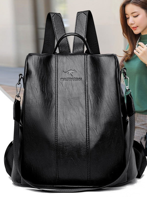 Women's Soft Leather Backpack — Minimalist Shoulder Bag for College & Everyday Use