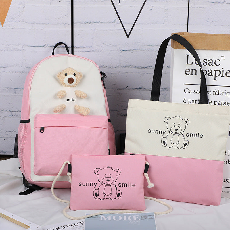 Bear Print 3-Piece School Backpack Set