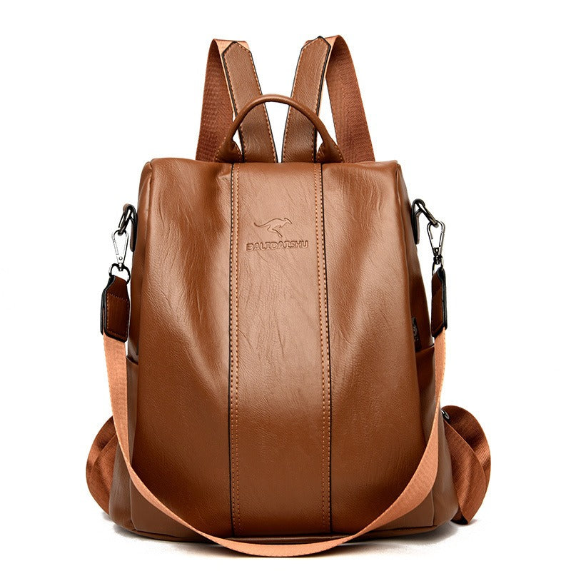 Women's Soft Leather Backpack — Minimalist Shoulder Bag for College & Everyday Use