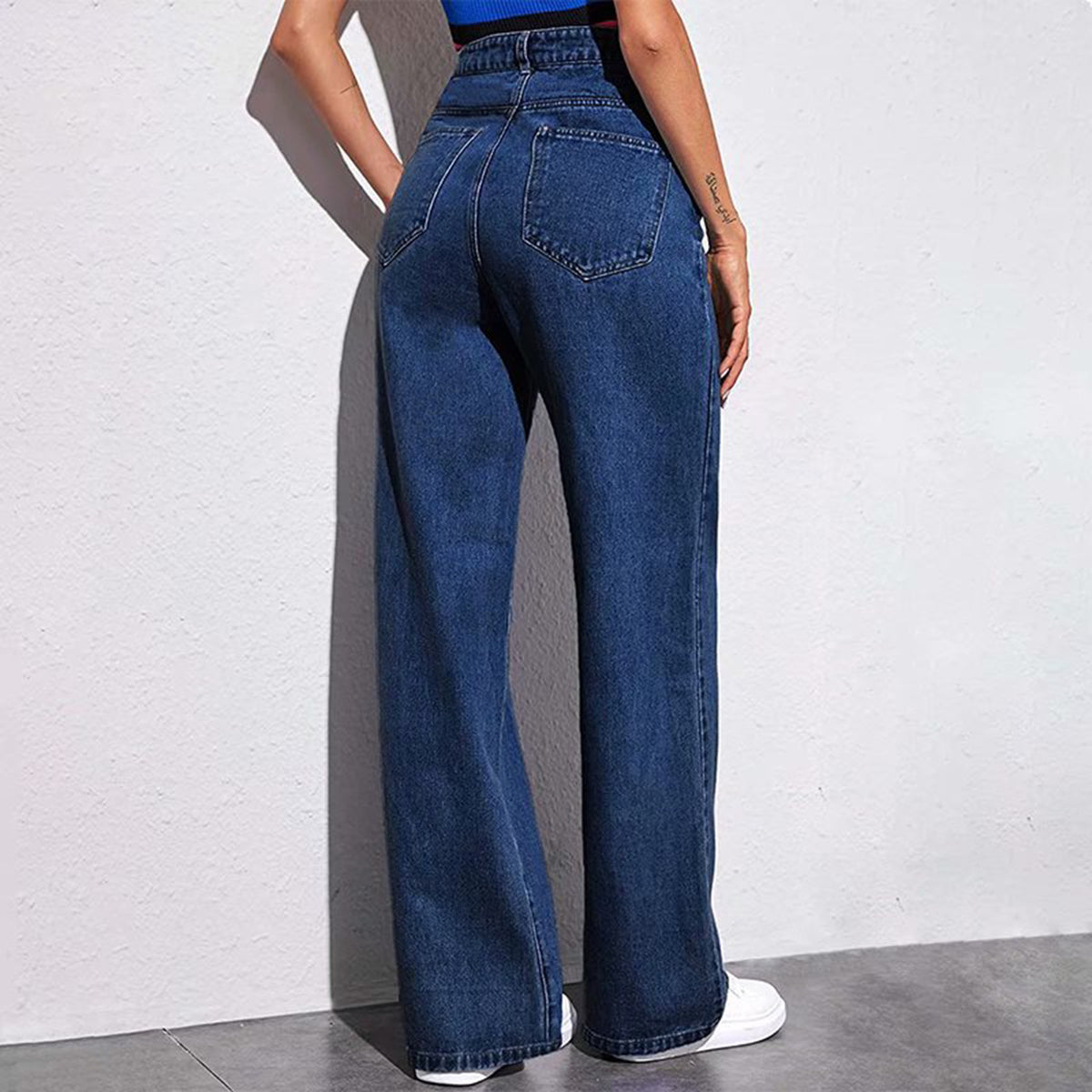 Wide leg jeans  women's high waisted loose straight leg pants