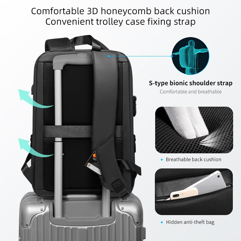 Fenruien Hard-Shell Anti-Theft Laptop Backpack — TSA Lock, USB Port, Fits 15.6" Laptop