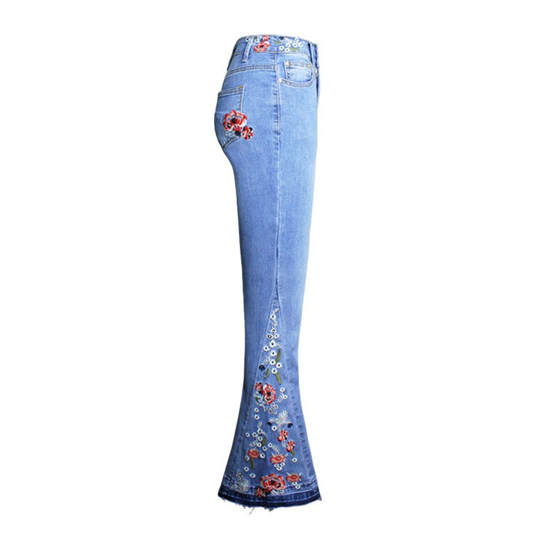 Women’s Light Blue Mid-Rise Wide-Leg Jeans