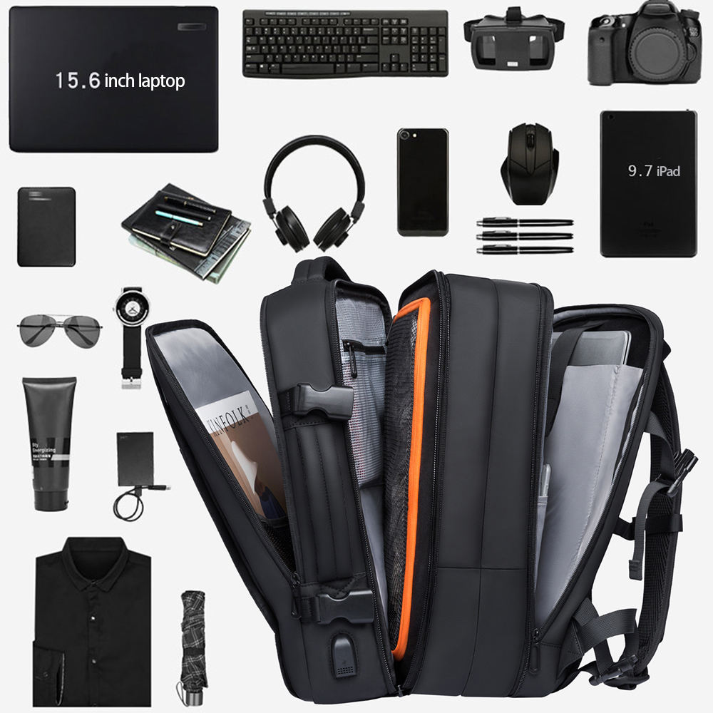 BANGE Expandable Business Backpack — Large Capacity Waterproof Laptop Travel Bag for Men, 16"