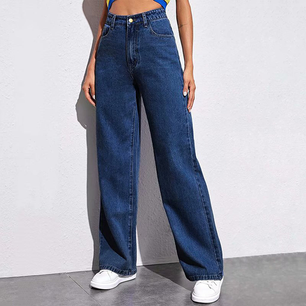Wide leg jeans  women's high waisted loose straight leg pants