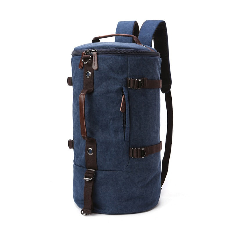 Men's Canvas Cylinder Duffel Backpack — Large Capacity Hiking & Travel Bag