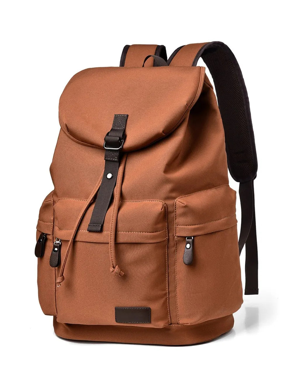 Multi-Pocket Canvas Backpack — Large Adjustable Strap Everyday Bag in Gray, Black & Ochre