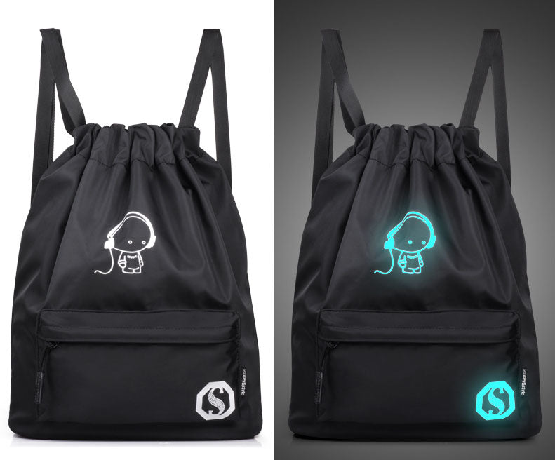 Digital Print Drawstring Backpack — Lightweight Polyester School & Gym Bag