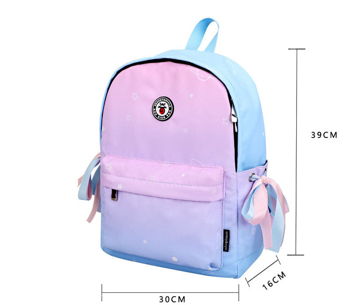 Gradient School Backpack with Bow — Cute 20–35L Student Bag for Girls