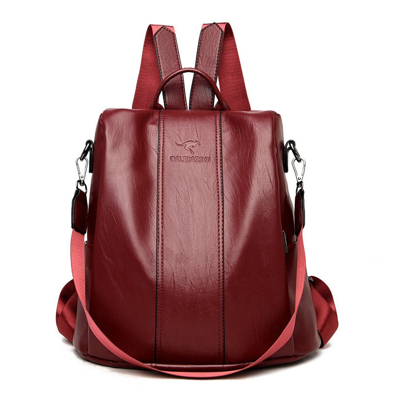 Women's Soft Leather Backpack — Minimalist Shoulder Bag for College & Everyday Use