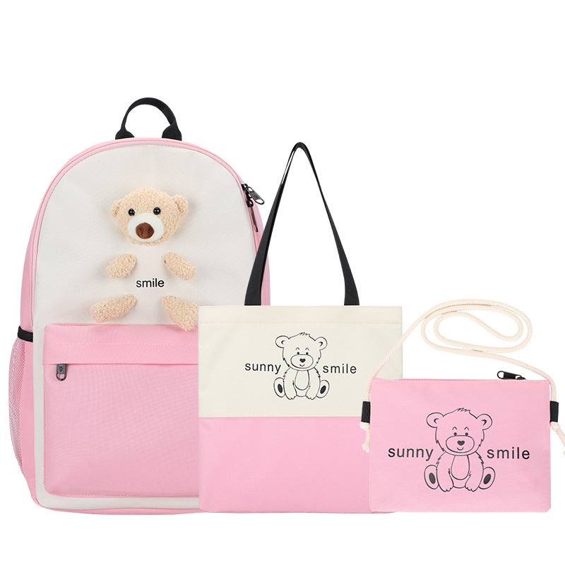 Bear Print 3-Piece School Backpack Set