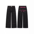 Loose Jeans Unisex High Street Washed Knife-Edge Wide Leg Pants