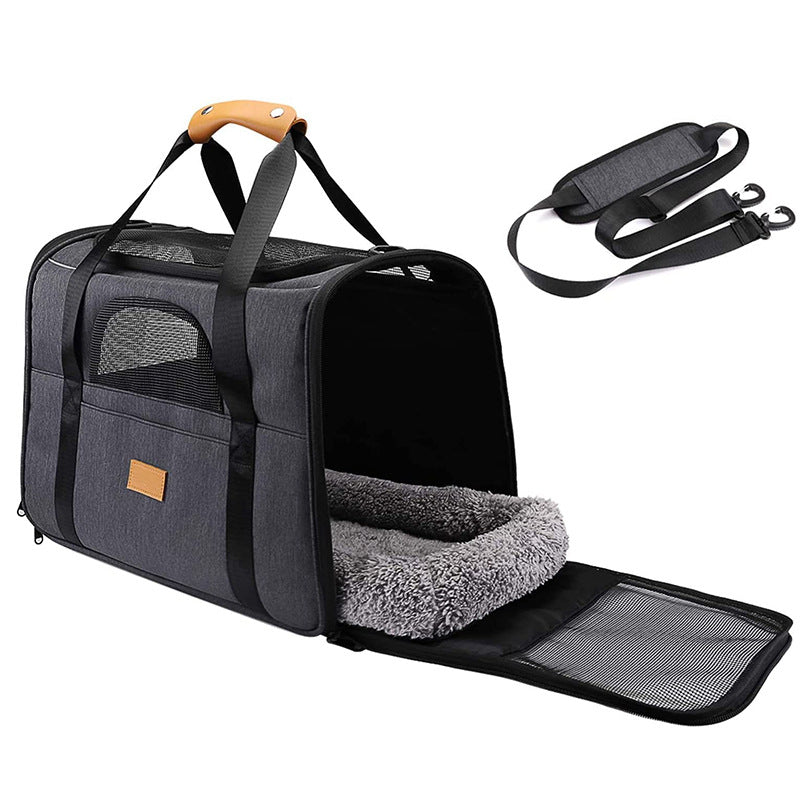 Foldable Pet Carrier Bag for Cats & Small Dogs — Breathable Oxford Shoulder & Hand Carrier