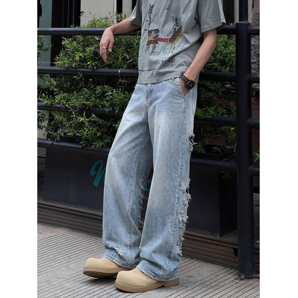 Jeans Men Lightweight Straight Leg High-End Loose Wide Leg Long Pants