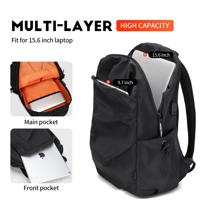 Heroic Knight Men’s Waterproof Backpack — 15.6" Laptop Travel & Outdoor School Bag
