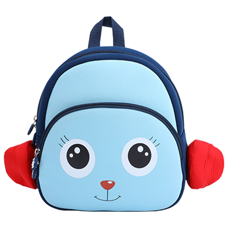 Kids’ Anti-Lost Cartoon Backpack — Naughty Dog Neoprene Toddler Bag in Blue