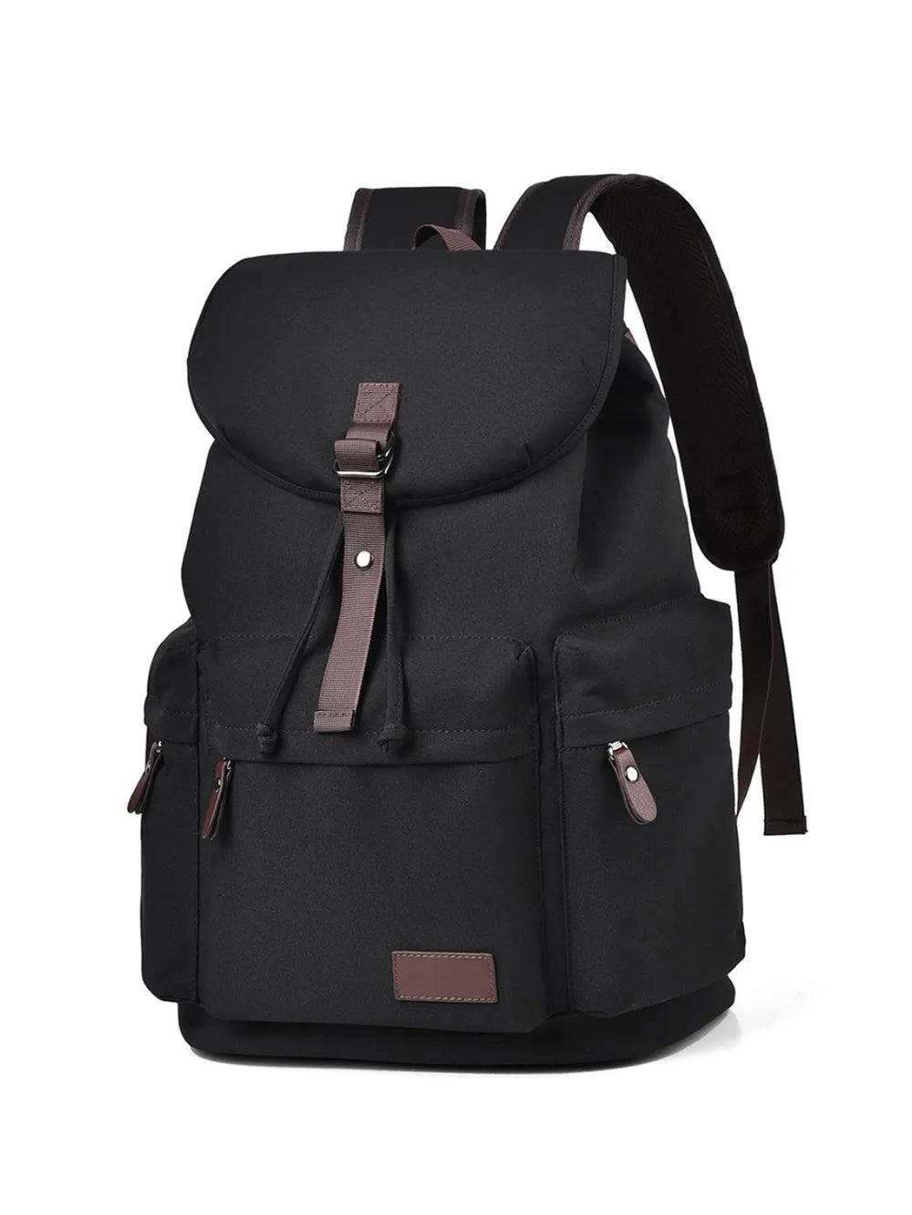 Multi-Pocket Canvas Backpack — Large Adjustable Strap Everyday Bag in Gray, Black & Ochre