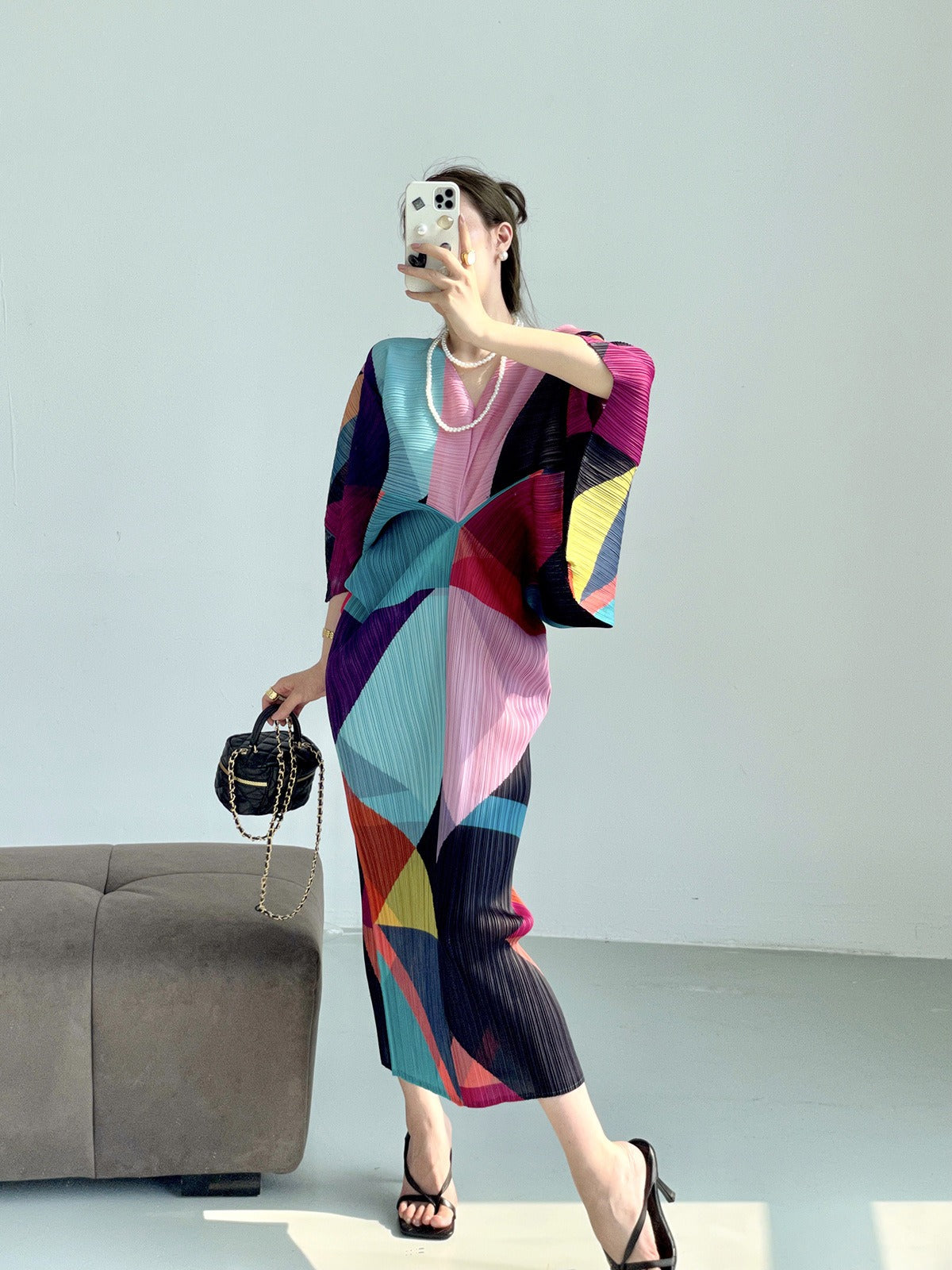High End Fashionable And Relaxed Print V-neck Holiday Dresses