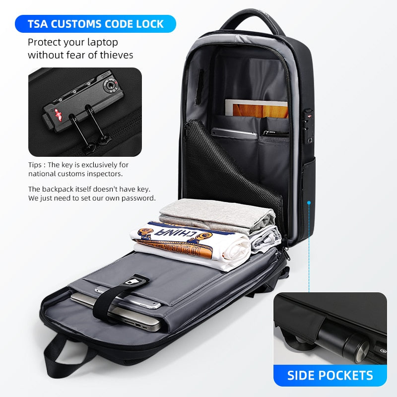 Fenruien Hard-Shell Anti-Theft Laptop Backpack — TSA Lock, USB Port, Fits 15.6" Laptop