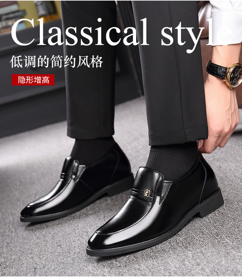 Factory 2023 spring men's leather shoes business formal wear increased men's shoes casual pointed wedding shoes a generation of hair