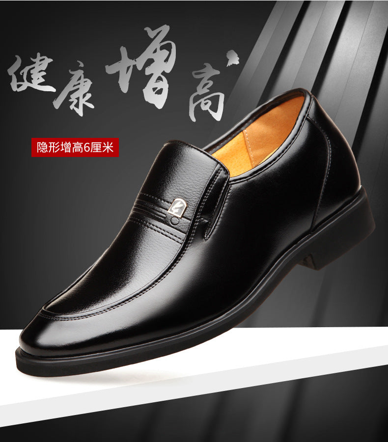 Factory 2023 spring men's leather shoes business formal wear increased men's shoes casual pointed wedding shoes a generation of hair