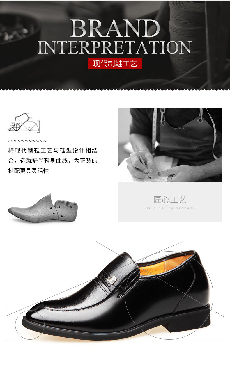 Factory 2023 spring men's leather shoes business formal wear increased men's shoes casual pointed wedding shoes a generation of hair
