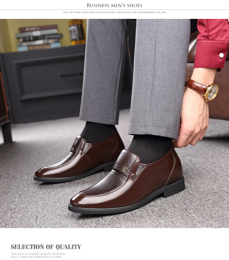 Factory 2023 spring men's leather shoes business formal wear increased men's shoes casual pointed wedding shoes a generation of hair
