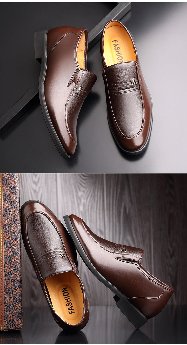 Factory 2023 spring men's leather shoes business formal wear increased men's shoes casual pointed wedding shoes a generation of hair