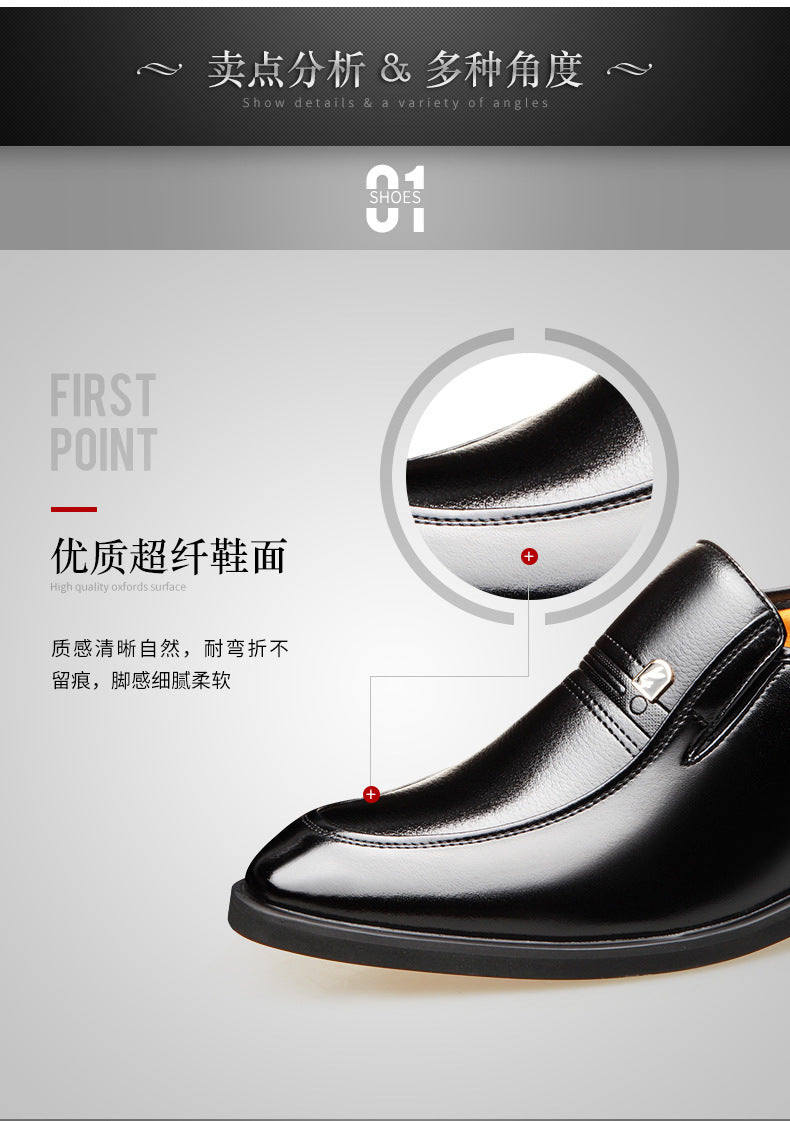 Factory 2023 spring men's leather shoes business formal wear increased men's shoes casual pointed wedding shoes a generation of hair