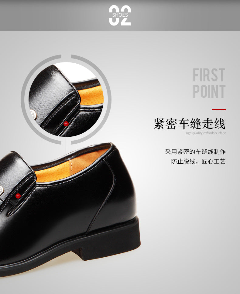 Factory 2023 spring men's leather shoes business formal wear increased men's shoes casual pointed wedding shoes a generation of hair