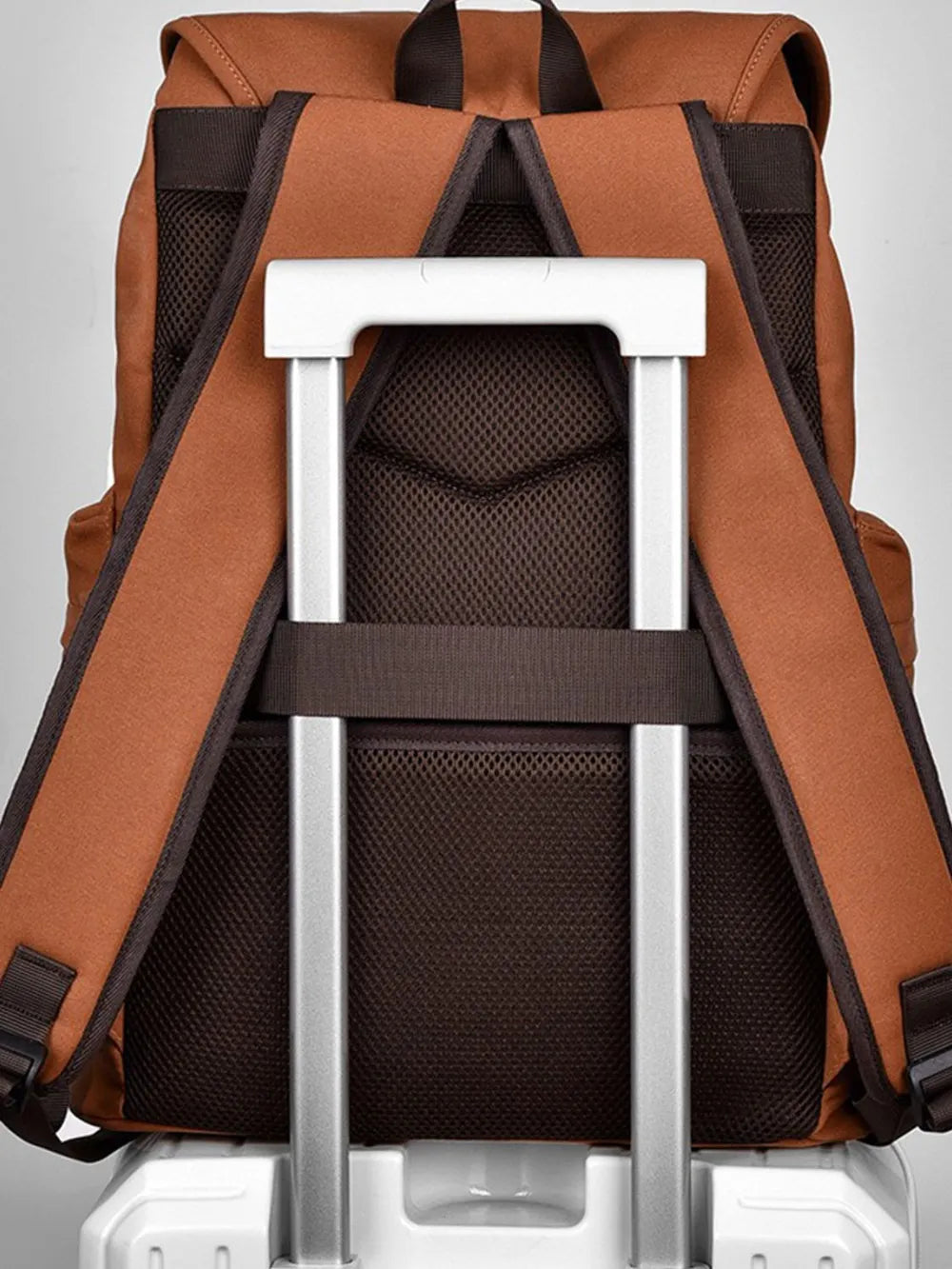 Multi-Pocket Canvas Backpack — Large Adjustable Strap Everyday Bag in Gray, Black & Ochre