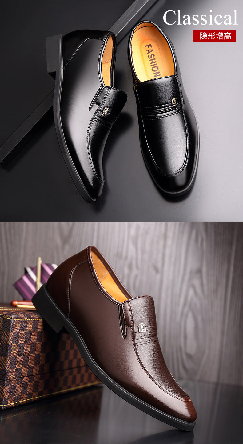 Factory 2023 spring men's leather shoes business formal wear increased men's shoes casual pointed wedding shoes a generation of hair