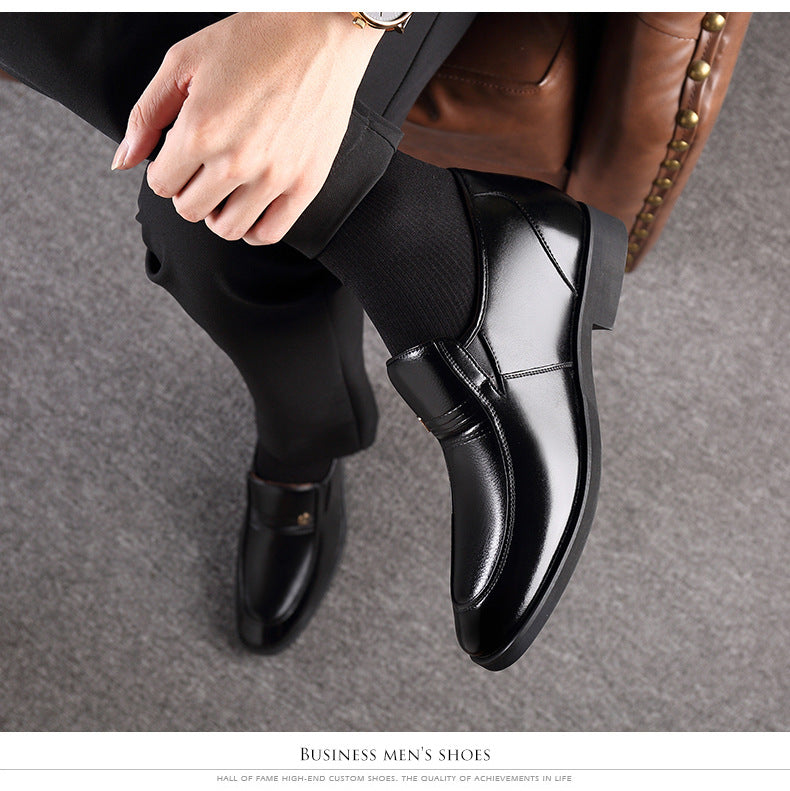 Factory 2023 spring men's leather shoes business formal wear increased men's shoes casual pointed wedding shoes a generation of hair