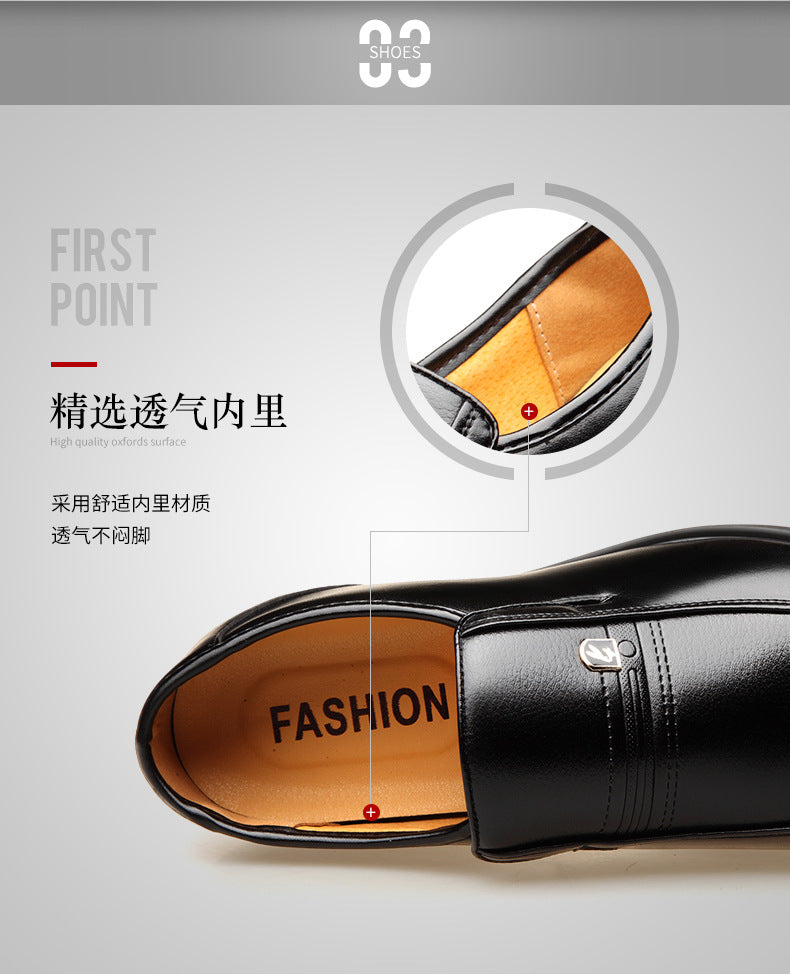 Factory 2023 spring men's leather shoes business formal wear increased men's shoes casual pointed wedding shoes a generation of hair