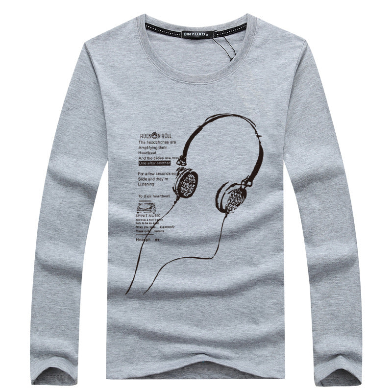 2026 Autumn New Men's Long Sleeve T-Shirt Men's Round Neck Casual Large Size Printed Long Sleeve T-Shirt Wholesale