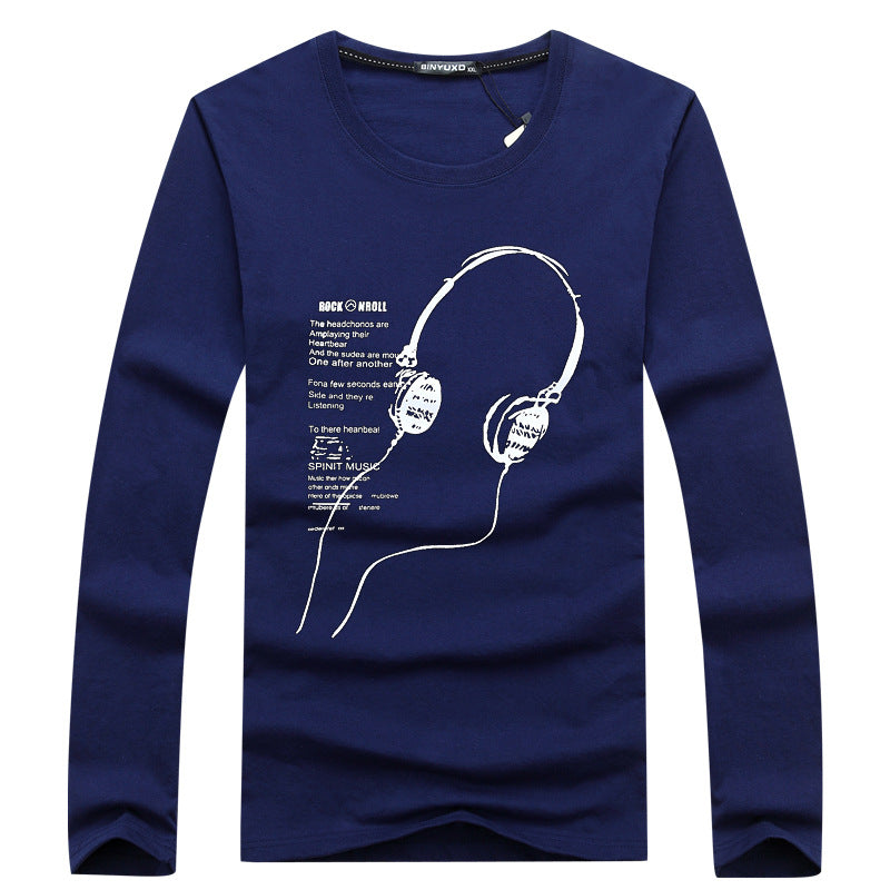 2026 Autumn New Men's Long Sleeve T-Shirt Men's Round Neck Casual Large Size Printed Long Sleeve T-Shirt Wholesale