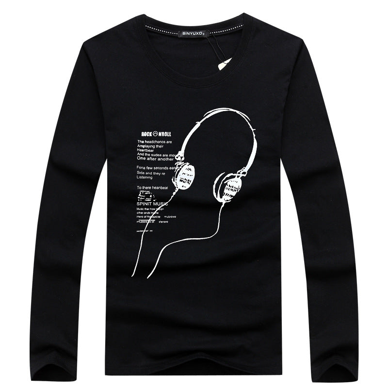 2026 Autumn New Men's Long Sleeve T-Shirt Men's Round Neck Casual Large Size Printed Long Sleeve T-Shirt Wholesale