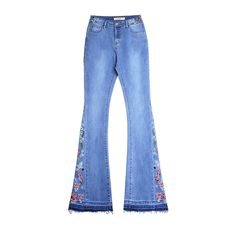 Women’s Light Blue Mid-Rise Wide-Leg Jeans