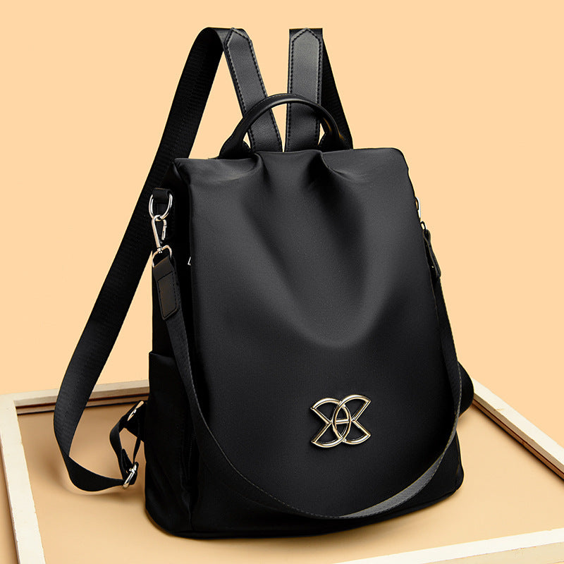 Women's Fashion Nylon Backpack — Contrast Detail Travel & Everyday Bag in Brown, Black & Sequin