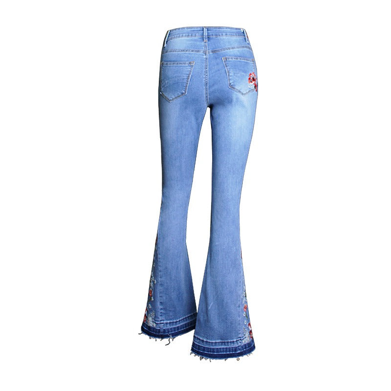 Women’s Light Blue Mid-Rise Wide-Leg Jeans