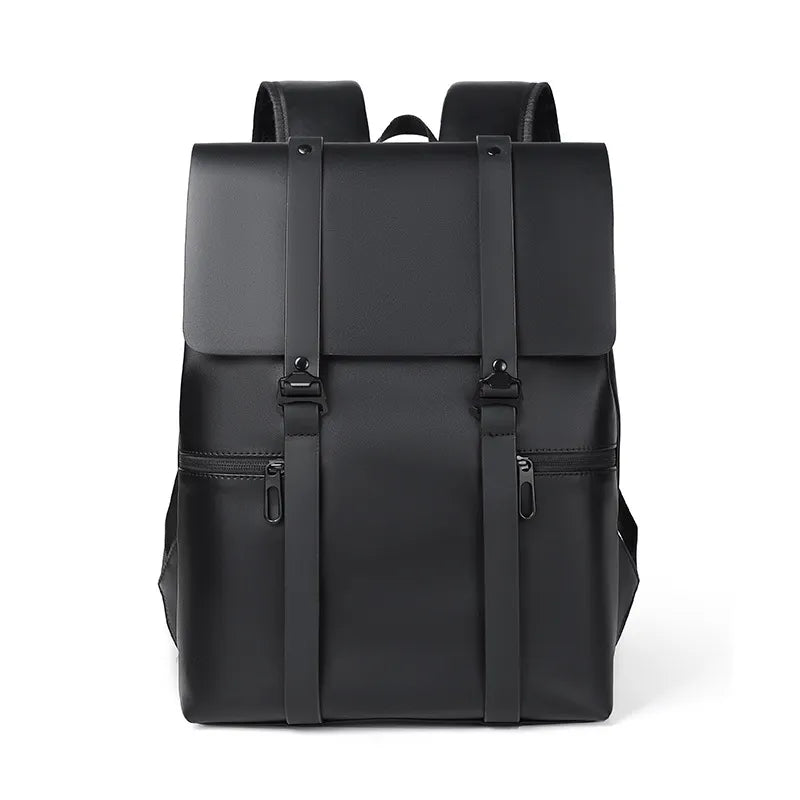 PU Leather Backpack — Medium Adjustable Strap Bag in Black