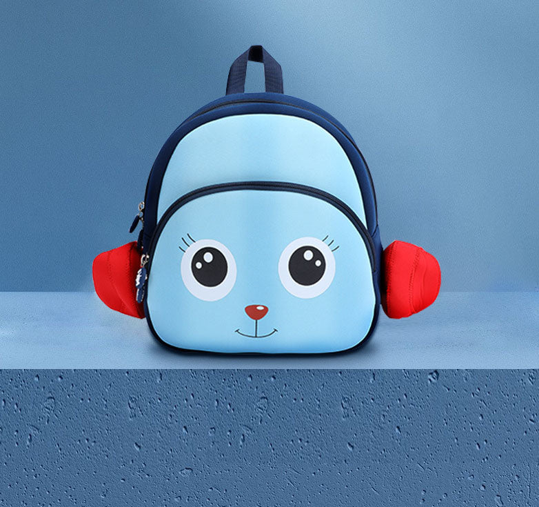 Kids’ Anti-Lost Cartoon Backpack — Naughty Dog Neoprene Toddler Bag in Blue