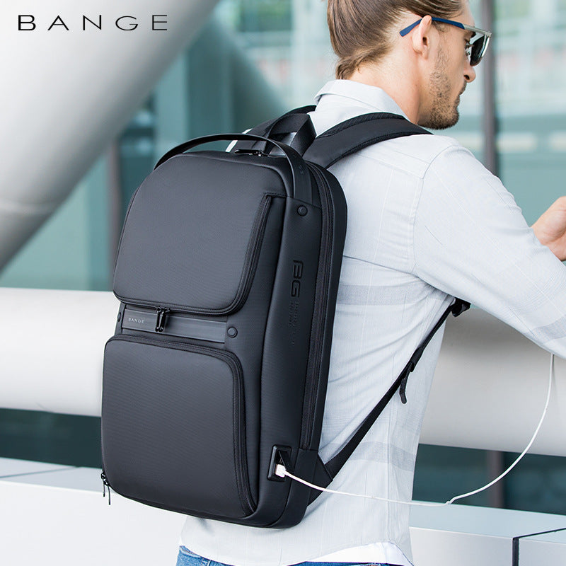 Men's USB Business Backpack — Waterproof Oxford Cloth Laptop Commuter Bag with Charging Port, 15.6"