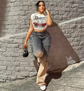 Women's Gradient Color Jeans Street Fashion Fleece-Backed Panelled Patchwork Casual Pants