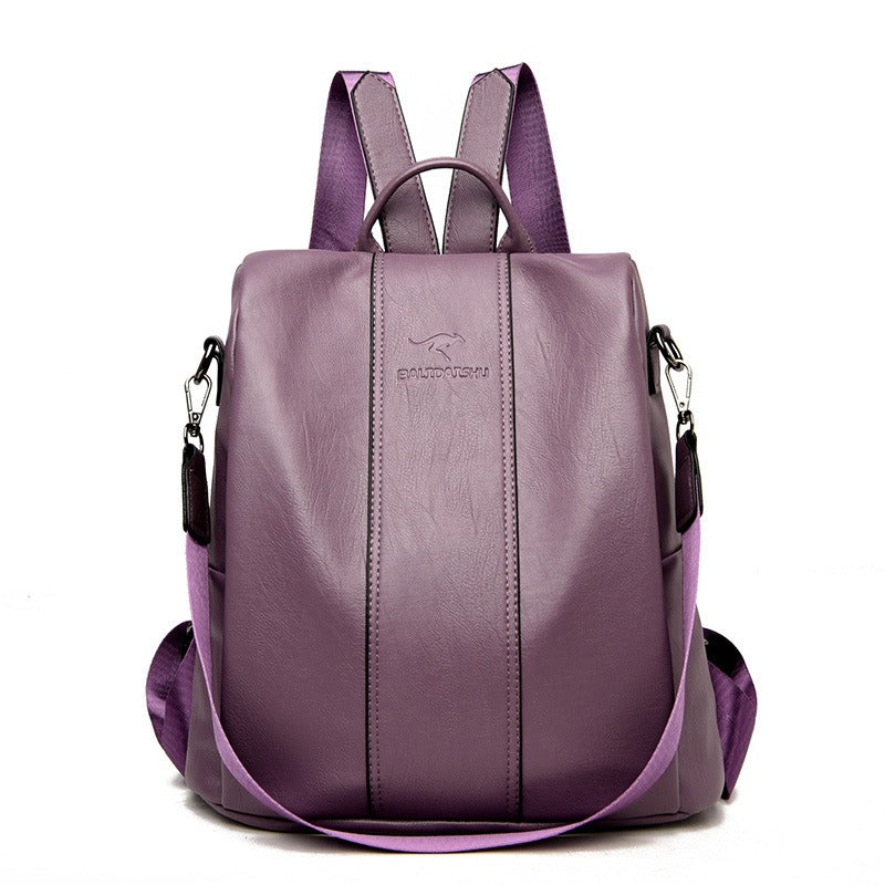 Women's Soft Leather Backpack — Minimalist Shoulder Bag for College & Everyday Use