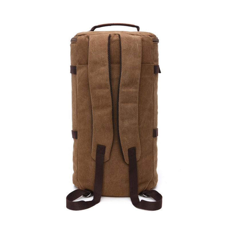 Men's Canvas Cylinder Duffel Backpack — Large Capacity Hiking & Travel Bag