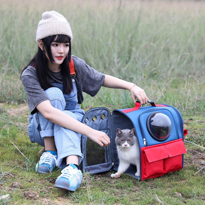 Pet Carrier Backpack — Breathable Foldable Oxford Bag for Cats & Small Dogs