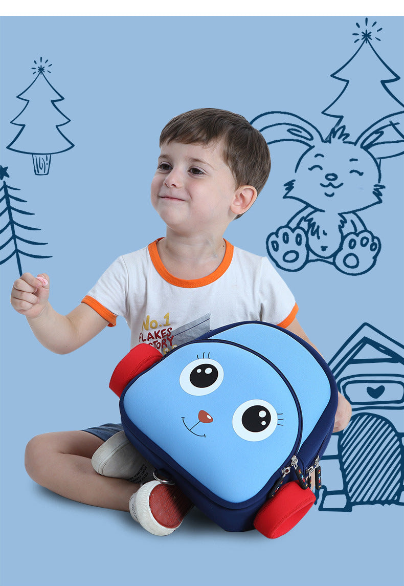 Kids’ Anti-Lost Cartoon Backpack — Naughty Dog Neoprene Toddler Bag in Blue