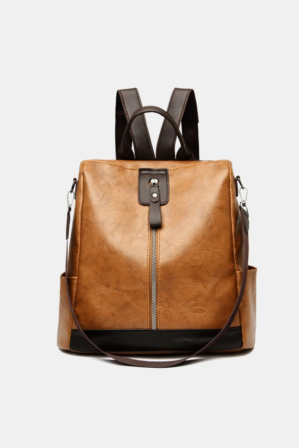 PU Leather Backpack — Casual Work & Travel Bag | Black, Dark Green, Caramel