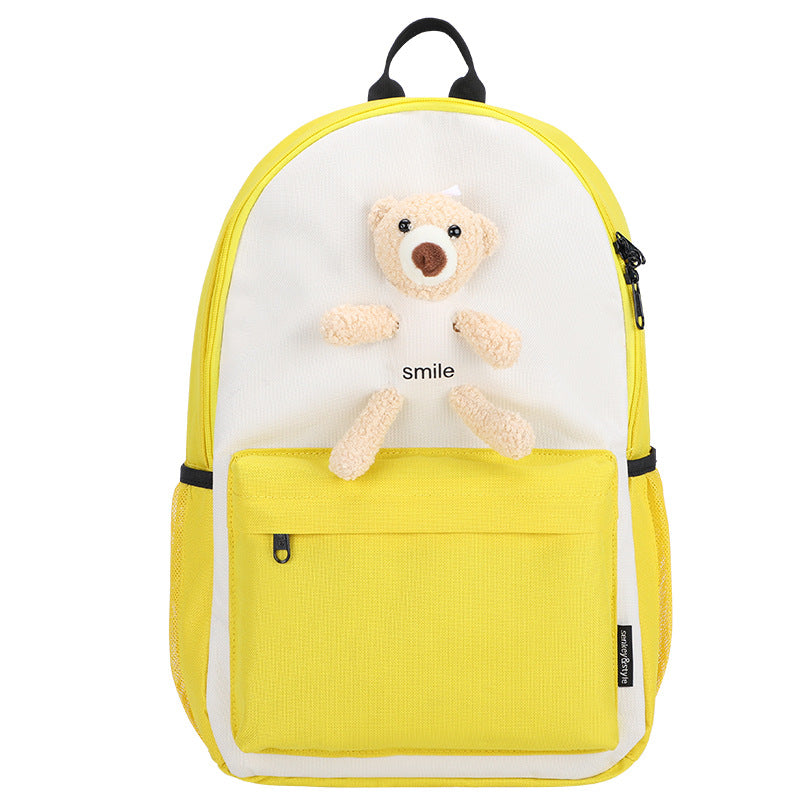 Cute Bear & Cactus Print Girls Backpack — Oxford Cloth Medium School Bag