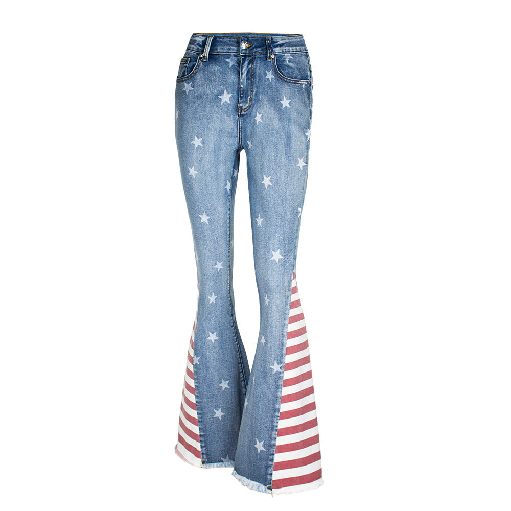 Women’s Star-Print Flared Jeans